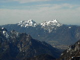 Am Gro&szlig;en Rauhenkopf mit Blick auf das Lattengebirge und die Steinerne Agnes (Schlafende Hexe), Bad Reichenhall und den Hochstaufen.