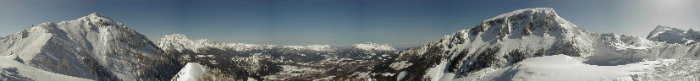 Berchtesgadener Land im Winter - 360&deg; Panoramablick vom Jenner aus gesehen.
		 Achtung: Dateigr&ouml;sse ca. 300 KByte!